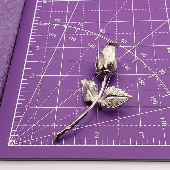 VINTAGE GIOVANNI MATTE SILVER LARGE ROSE BROOCH PIN FLOWER JEWELRY COLLECTIBLE - Picture 12 of 12